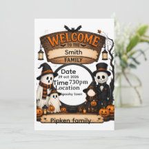 Personalised Pumpkin Family Halloween Welcome Sign