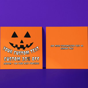 Personalised Pumpkin Halloween Custom Text Discount Card
