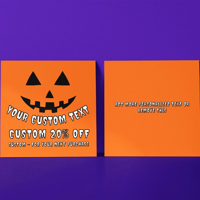 Personalised Pumpkin Halloween Custom Text Discount Card (Creator Uploaded)