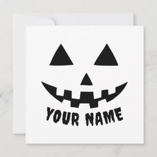 Personalised Pumpkin Halloween Name Black & White Holiday Card