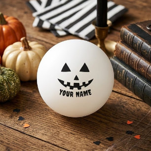 Personalised Pumpkin Halloween Name Black & White Ping Pong Ball