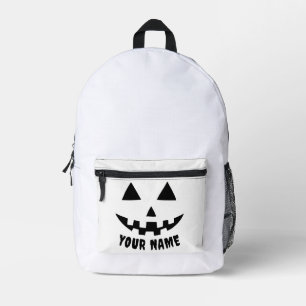 Personalised Pumpkin Halloween Name Black & White Printed Backpack