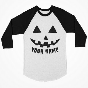 Personalised Pumpkin Halloween Name Black & White T-Shirt
