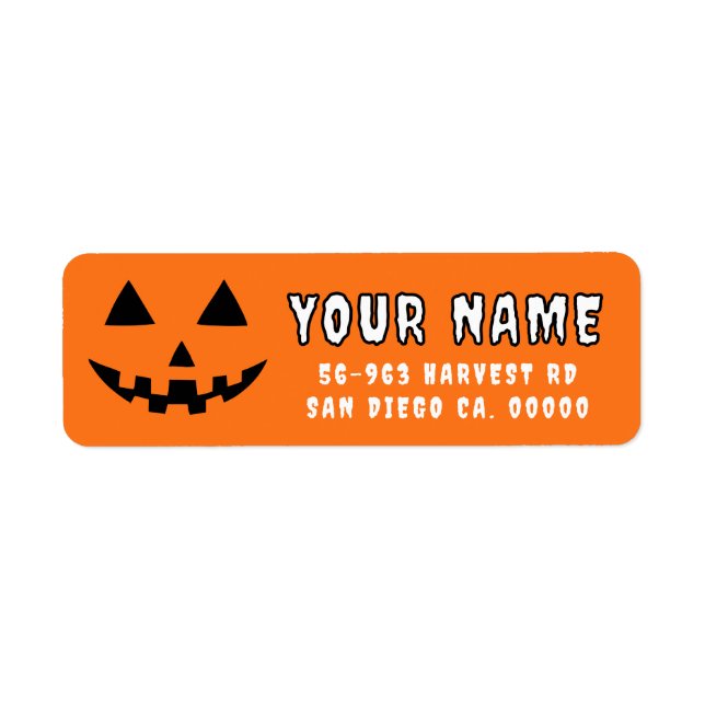 Personalised Pumpkin Halloween Your Name Address Return Address Label (Front)