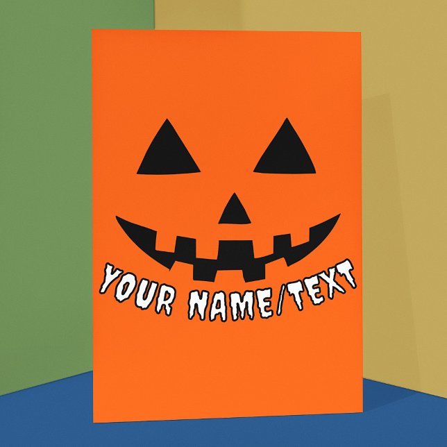 Personalised Pumpkin Halloween Your Name or TEXT Card (Creator Uploaded)
