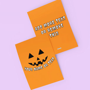 Personalised Pumpkin Halloween Your Name or Text Holiday Card