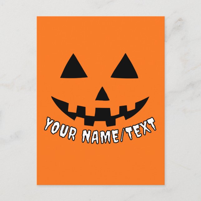 Personalised Pumpkin Halloween Your Name or TEXT Postcard (Front)