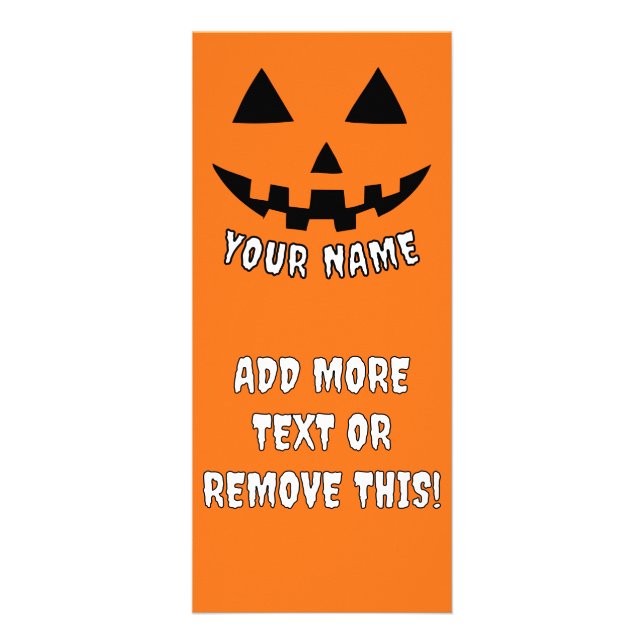 Personalised Pumpkin Halloween Your Name & Text Rack Card (Front)