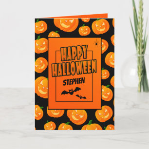 Personalised   Pumpkin Happy Halloween Greetings Card