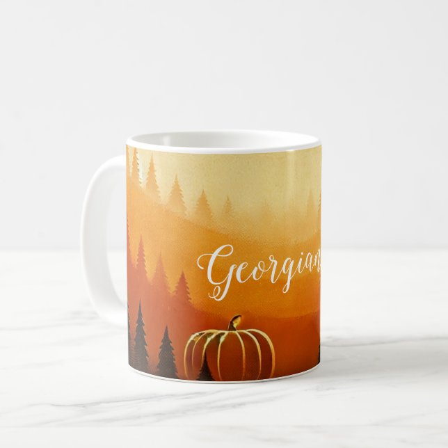 Personalised Pumpkin Harvest Autumnal Harvest Coffee Mug (Front Left)
