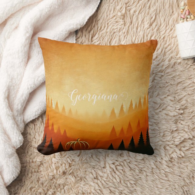 Personalised Pumpkin Harvest Autumnal Harvest Cushion (Blanket)