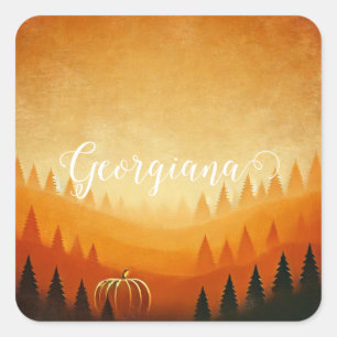Personalised Pumpkin Harvest Autumnal Harvest Square Sticker