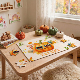 Personalised Pumpkin Kids Autumn Jigsaw Puzzle