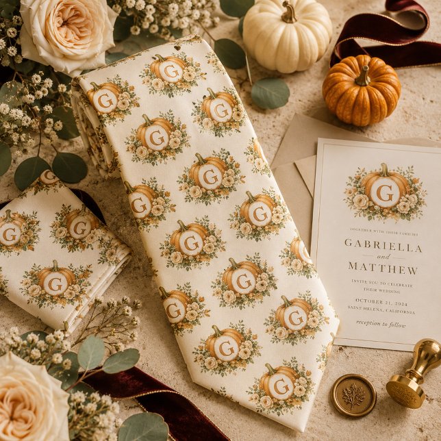 Personalised Pumpkin Monogram Wedding Tie (Creator Uploaded)