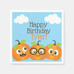 Personalised Pumpkin Patch Farm Kids Birthday Napkin