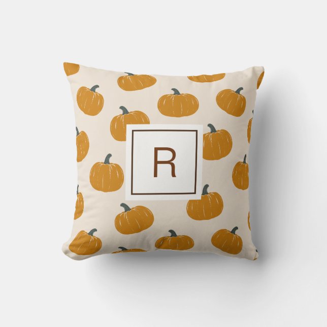 Personalised Pumpkin Patch Monogram Cushion (Front)