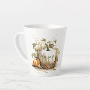 Personalised Pumpkin Patch White Pumpkin Autumn Latte Mug