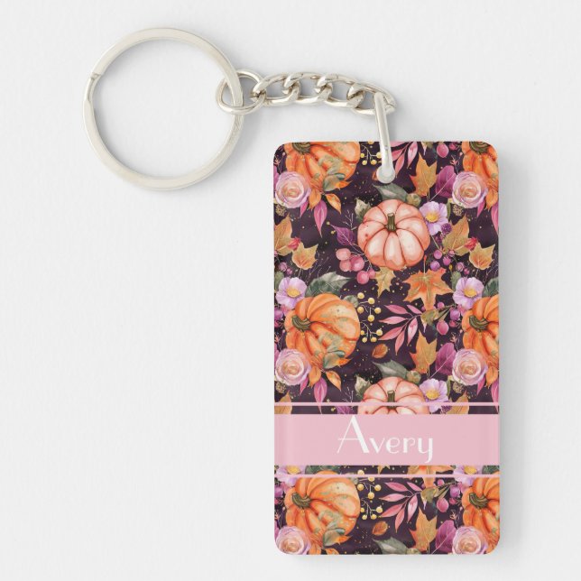 Personalised Pumpkin Pattern Keychain (Front)