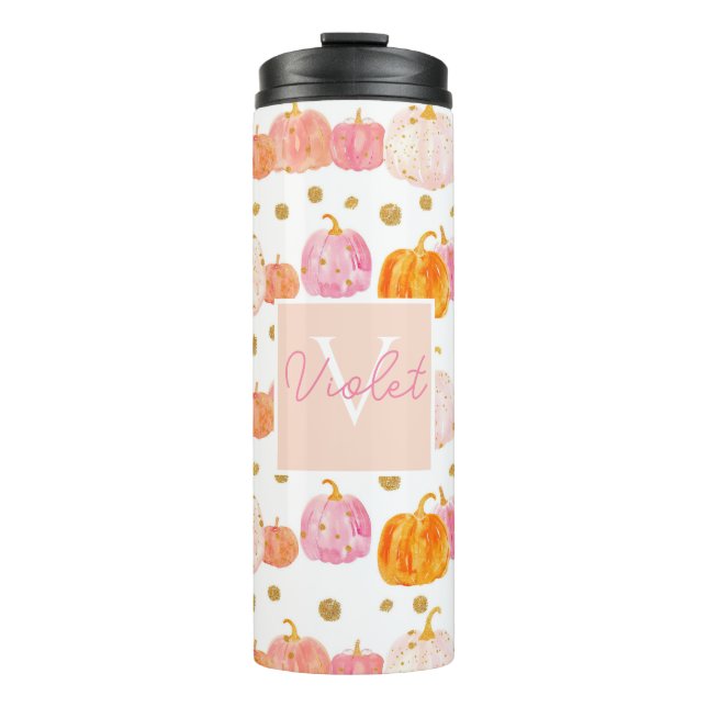 Personalised Pumpkin Pattern Thermal Tumbler (Front)