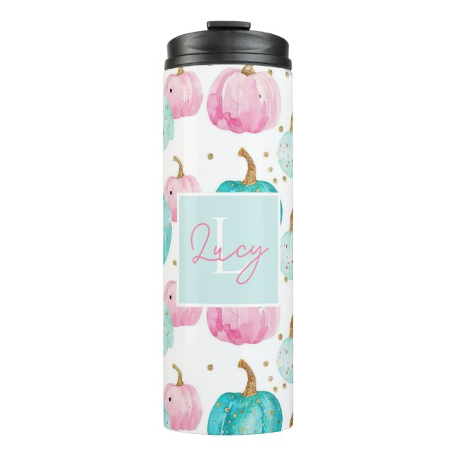 Personalised Pumpkin Pattern Thermal Tumbler (Front)