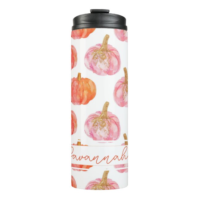 Personalised Pumpkin Pattern Thermal Tumbler (Front)