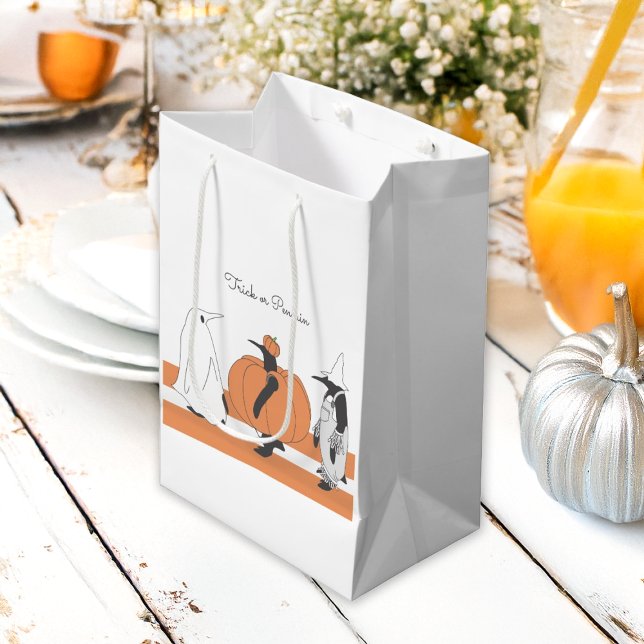 Personalised Pumpkin Penguin Funny Halloween Medium Gift Bag (Creator Uploaded)