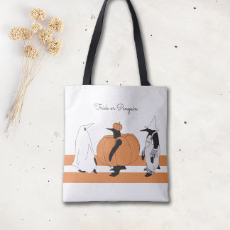 Personalised Pumpkin Penguin Funny Halloween Tote Bag