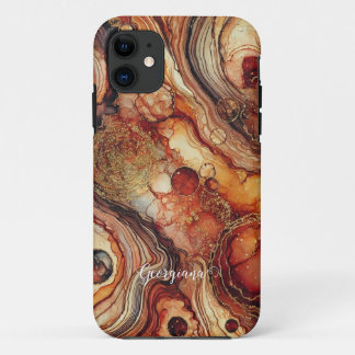 Personalised Pumpkin Spice Autumnal Alcohol Ink iPhone 11 Case