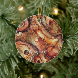 Personalised Pumpkin Spice Autumnal Alcohol Ink Ceramic Ornament