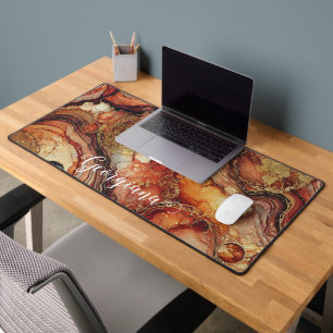 Personalised Pumpkin Spice Autumnal Alcohol Ink Desk Mat