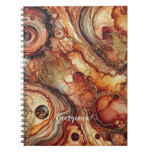Personalised Pumpkin Spice Autumnal Alcohol Ink Notebook
