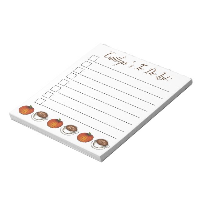 Personalised Pumpkin Spice Coffee Latte To Do List Notepad (Rotated)