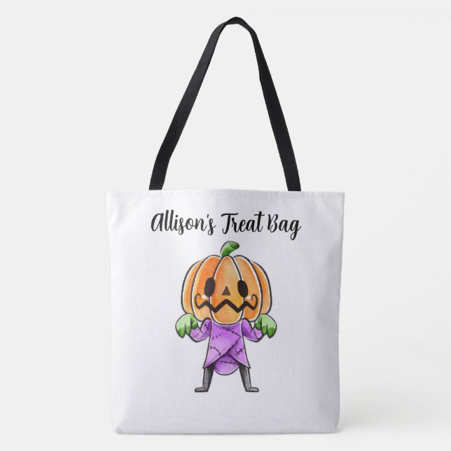 Personalised Pumpkin Treat Tote Bag (Front)