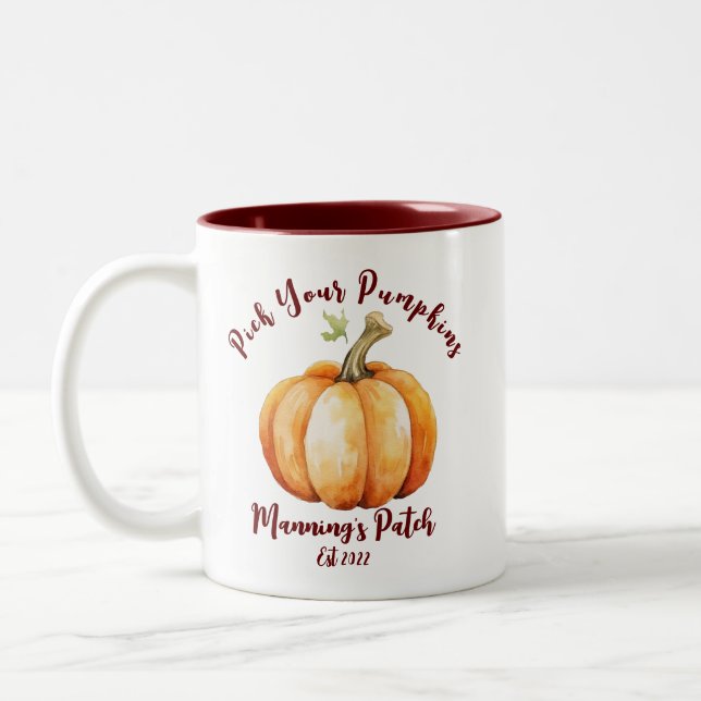 Personalised Pumpkin Two-Tone Coffee Mug (Left)