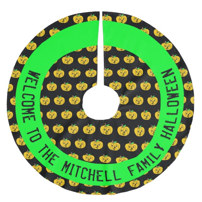 Personalised Pumpkins Halloween Tree Skirt (Front)
