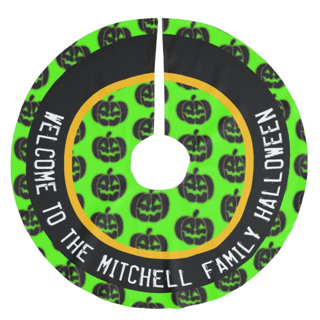 Personalised Pumpkins Halloween Tree Skirt (Front)