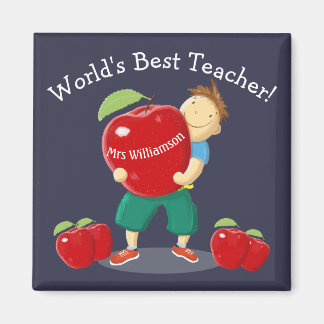 Personalised Pupil With Apple World's Best Teacher Magnet