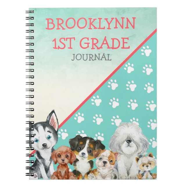 Personalised Puppy Dog Journal & Notebook (Front)
