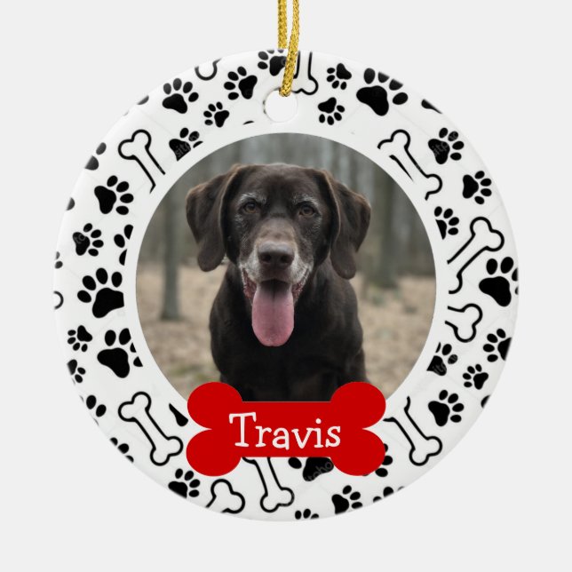 Personalised Puppy Dog Pet Photo Ceramic Tree Decoration (Front)