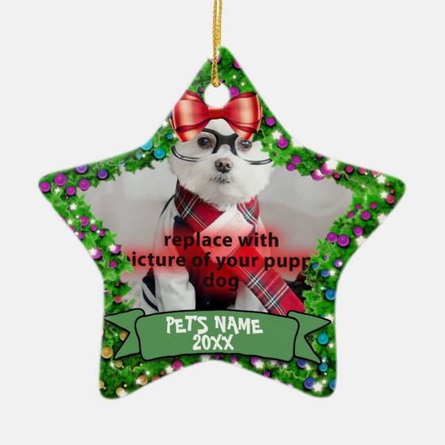 Personalised Puppy Dog Pet Photo Ornament (Front)