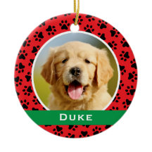 Personalised Puppy Dog Photo | Red Paw Prints