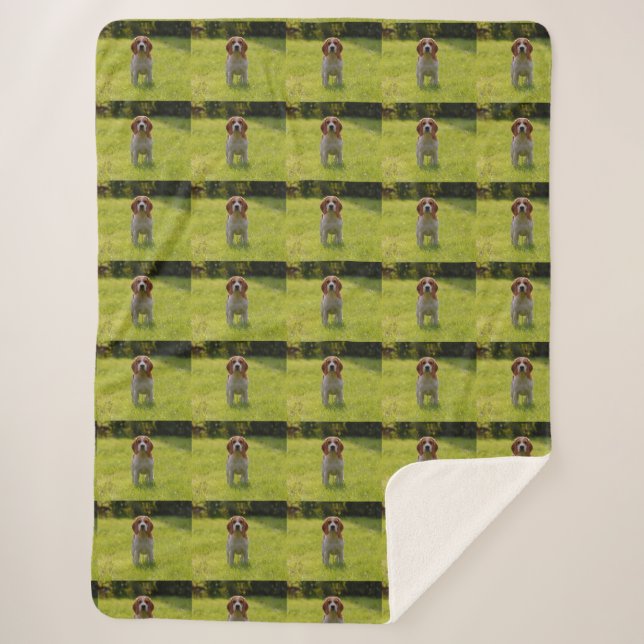Personalised Puppy Photo Collage Pattern Dog Lover Sherpa Blanket (Front)
