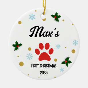 Personalised Puppy's 1st Christmas Ceramic Ornament