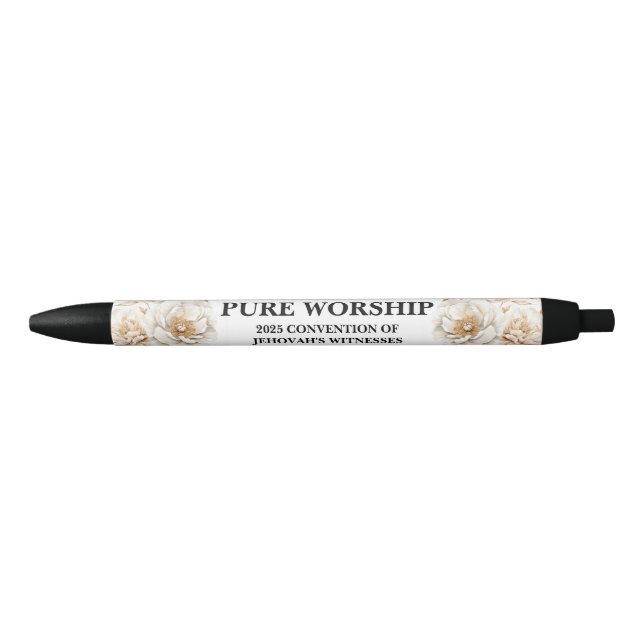 Personalised Pure Worship 2025 JW Convention Black Ink Pen (Front)