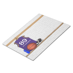 Personalised Purp Basketball Jersey 11x8.5 notepad