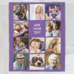 Personalised Purple 11 Photo Collage Fleece Blanket<br><div class="desc">It's time to give your loved ones something extra special, something that's truly unique and that they'll never forget. Show them how much you care with the Personalised Gift Fleecy Blanket. This blanket is perfect for snuggling up on those long winter nights, or simply to display in any room of...</div>