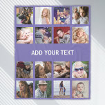 Personalised Purple 16 Photo Collage Fleece Blanket<br><div class="desc">Cherish your memories in the cosiest way possible with our personalised photo gift fleecy blanket. The blanket features a customisable purple background, 16 spots for your chosen snapshots, and a simple text template for a heartwarming message. Offering unmatched comfort and a personal touch, it’s not just a blanket but a...</div>