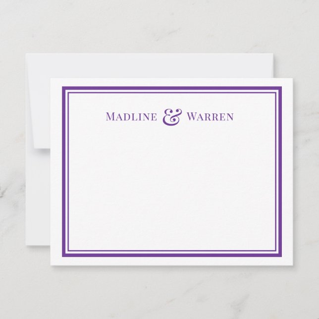 Personalised Purple Ampersand Flat Note Card (Front)