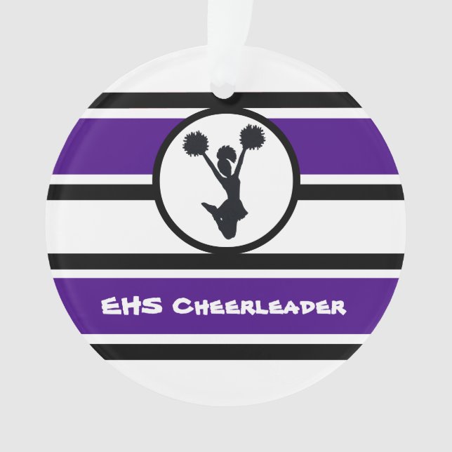 Personalised Purple and Black Cheerleader Ornament (Front)
