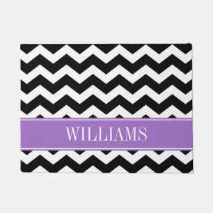 Personalised Purple and Black Chevron Doormat